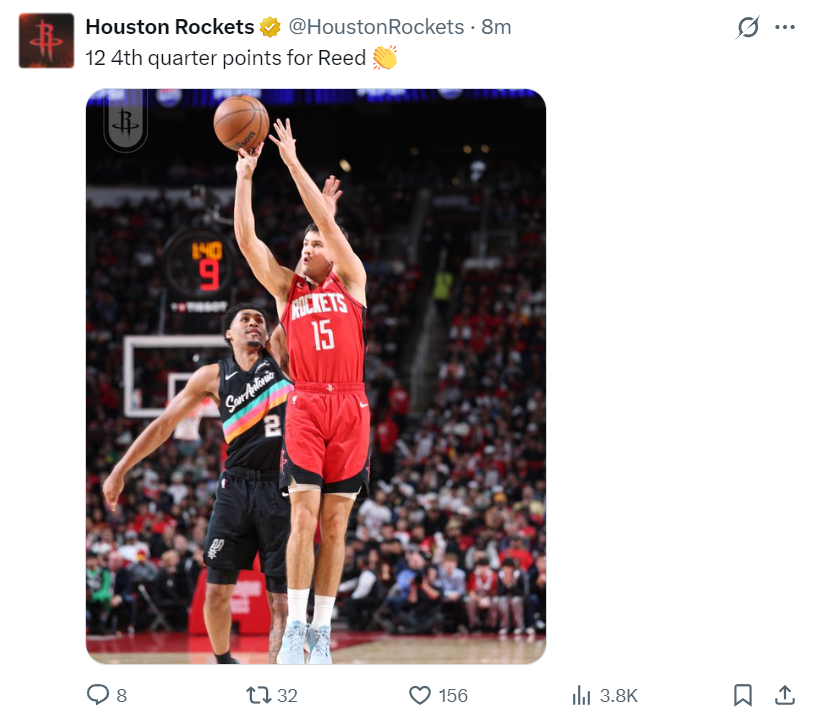 Kaiyun sports-谢泼德末节12分登全美热搜!火箭官方为他鼓掌 休媒盼给核心地位